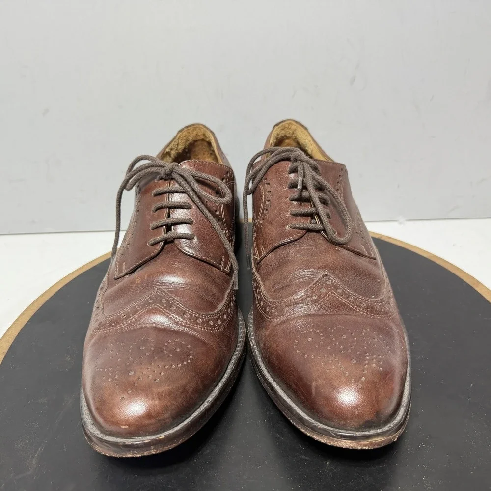 Wingtip Brogue Shoes Mens Size 10 / 43 Brown Leather Oxford Dress Classic